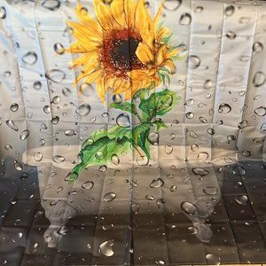 Sunflower Raindrop Shower Curtain Set With Hooks New